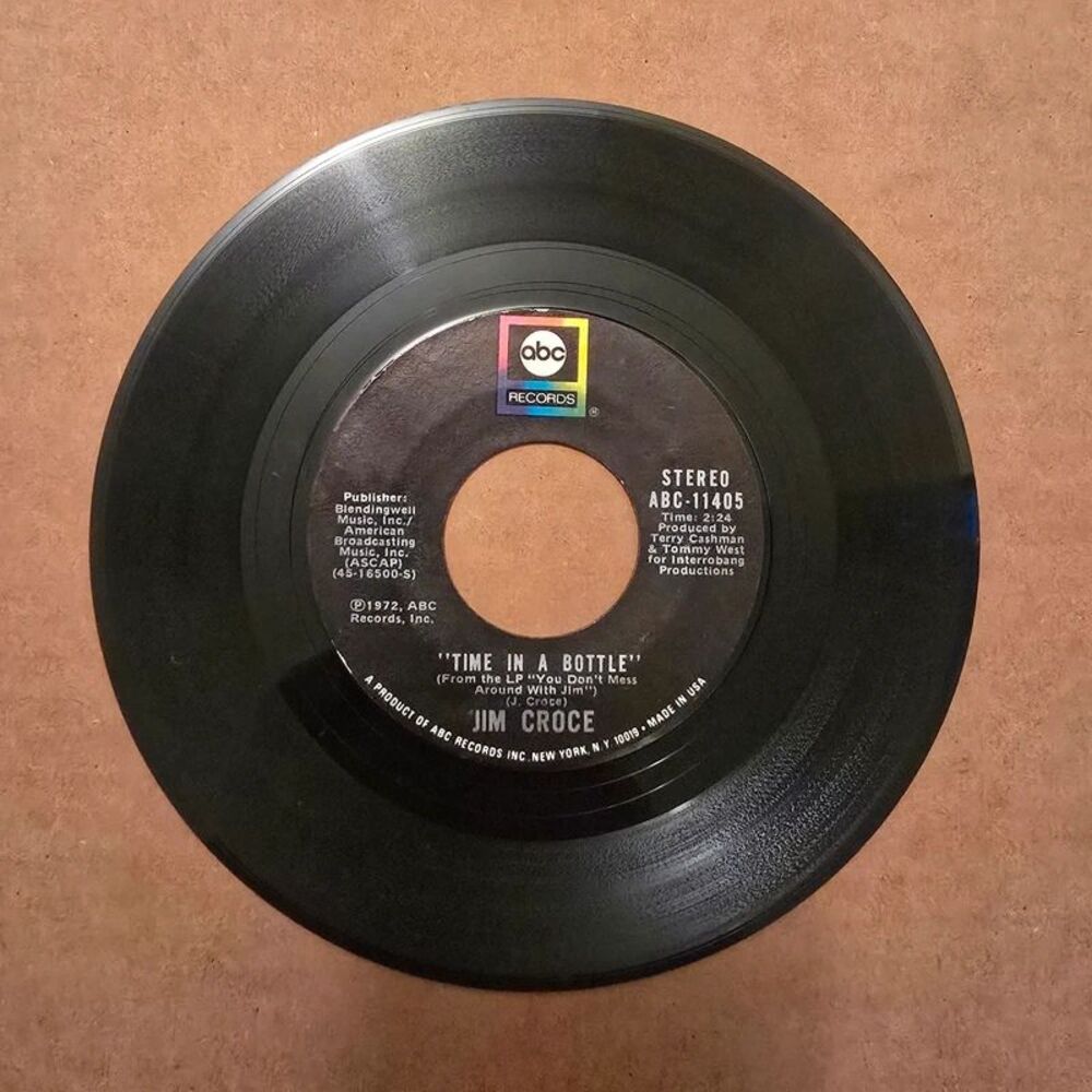 Jim Croce hard time losin' man / time in a bottle vinyl 45 record